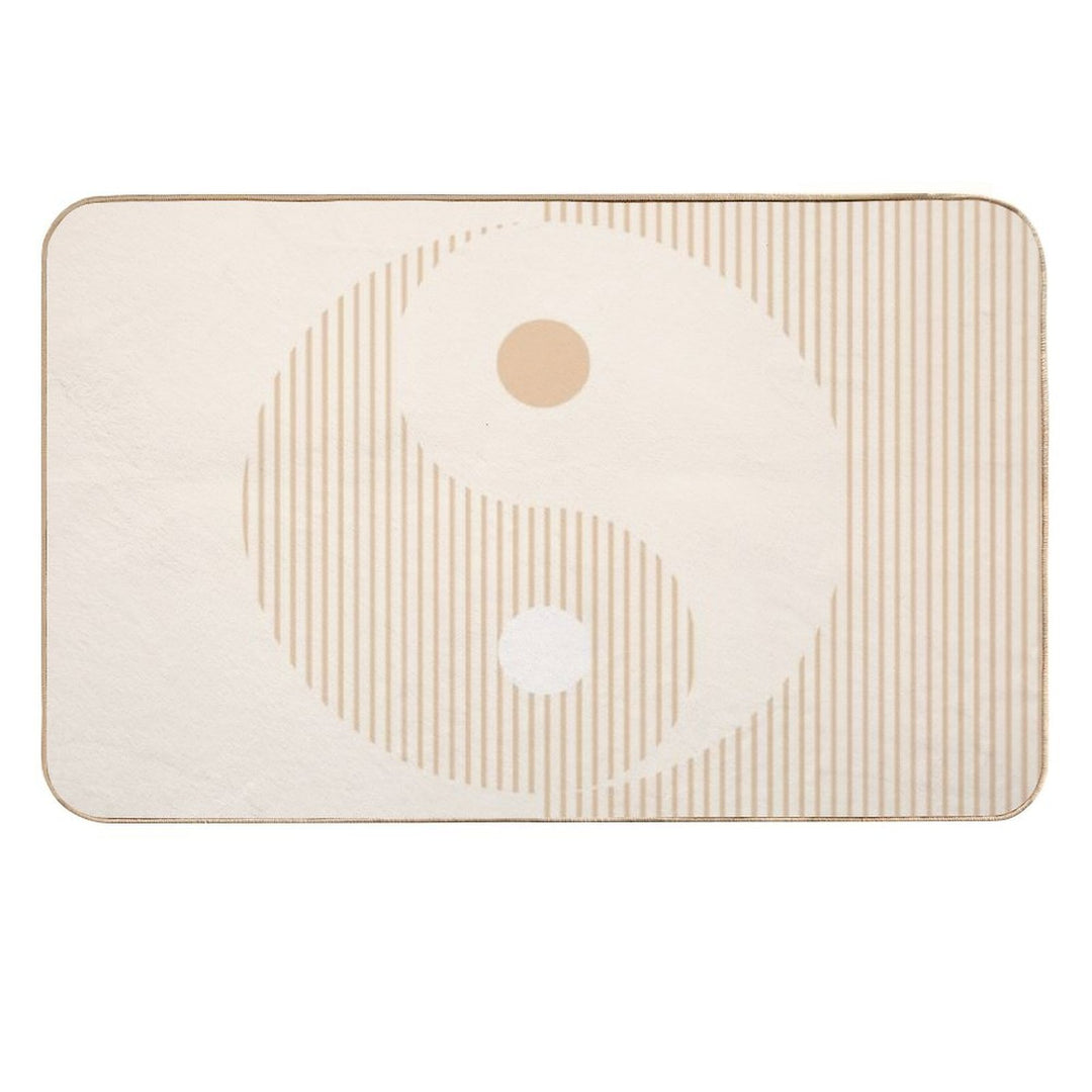 Geometric Lines Ying And Yang II in Beige Shades  Non-Slip Bath Mat