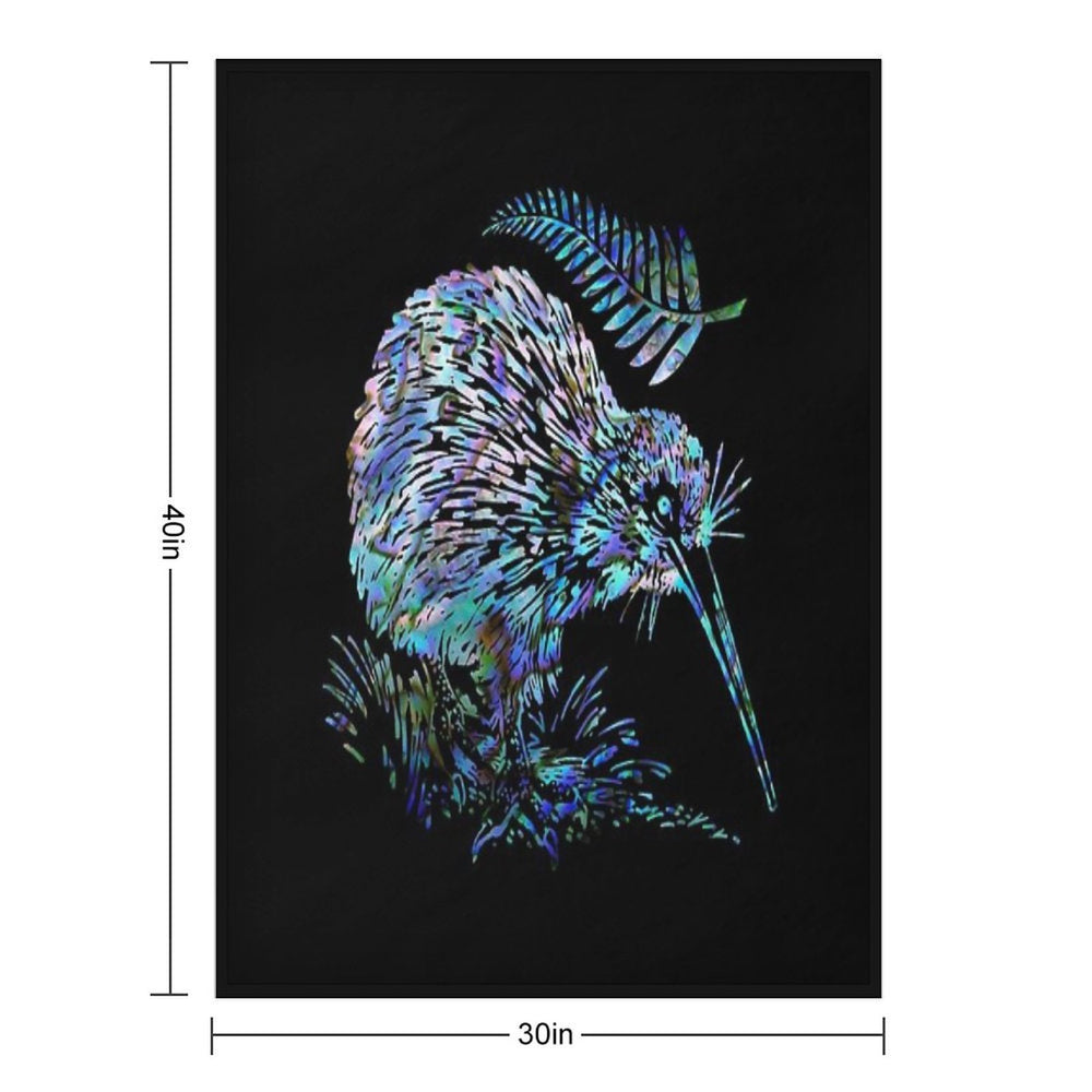 NEW ZEALAND KIWI AND FERN PAUA Eco-conscious Throw Blanket