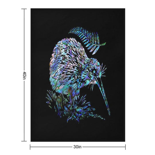 NEW ZEALAND KIWI AND FERN PAUA Eco-conscious Throw Blanket