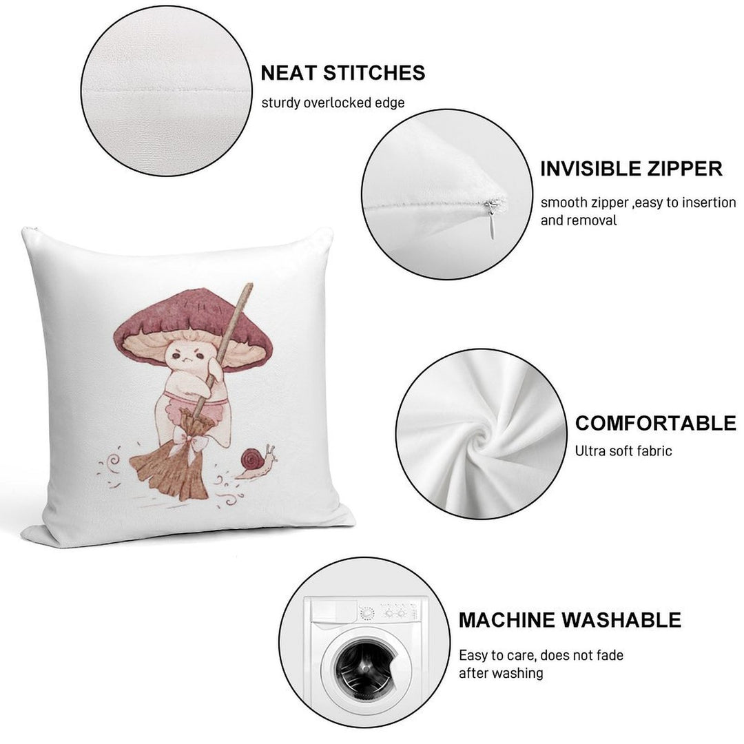 Angy Mushroom Does Not Like to Clean Soft Warmth Comfort Throw Pillow