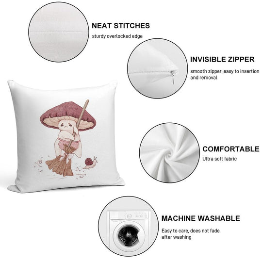 Angy Mushroom Does Not Like to Clean Soft Warmth Comfort Throw Pillow