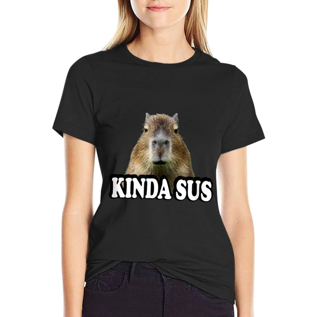 Kinda Sus Meme Lover Capybara  Easy-care T-Shirt