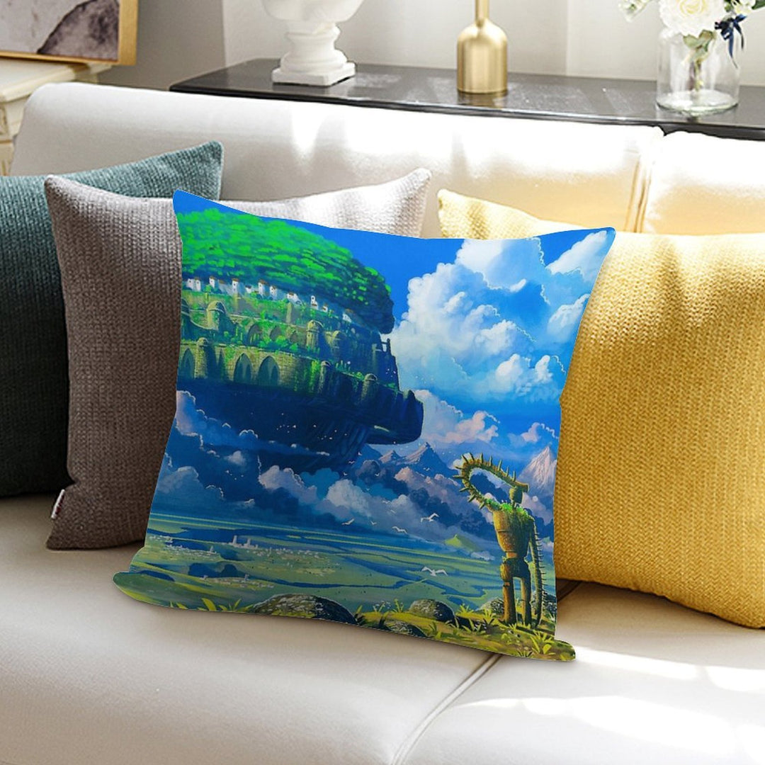 Castle over The Clouds Soft High-Density Material Throw Pillow