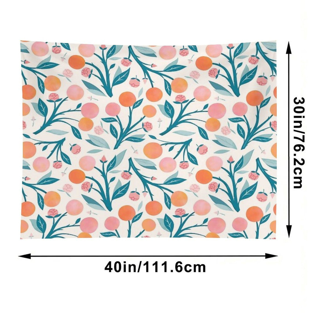 Peaches And Peony Buds Tapestry