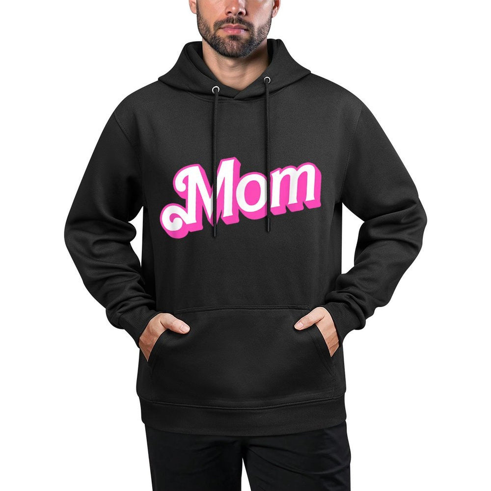 Mom Pink & White Overlapping Font Halloween Costume Pilling-Resistant Hoodie