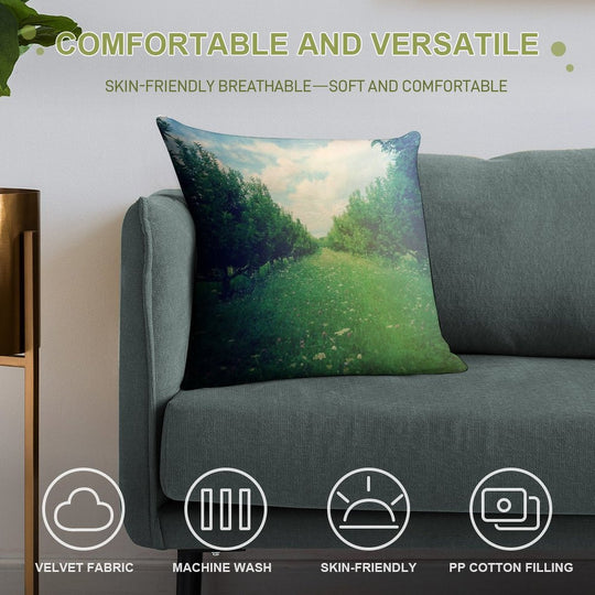 Apple Orchard in Spring Soft Easy Maintenance Throw Pillow