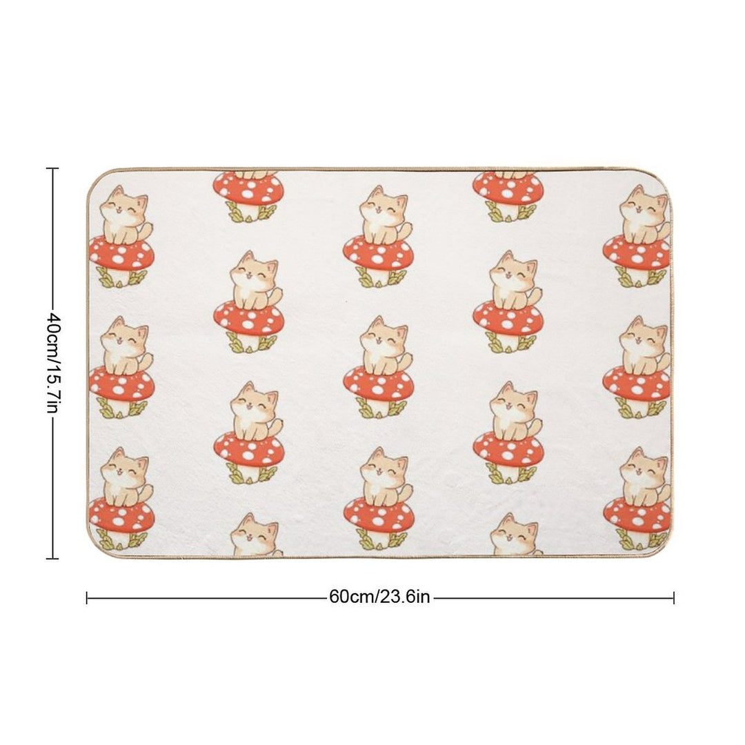 Kawaii Cat on A Mushroom  Multi-Purpose Bath Mat