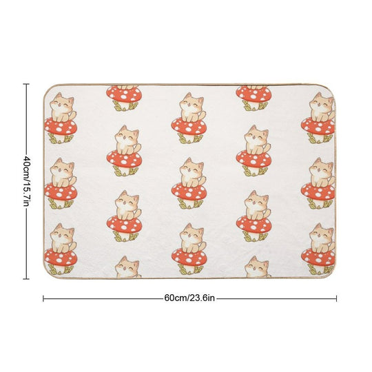 Kawaii Cat on A Mushroom  Multi-Purpose Bath Mat