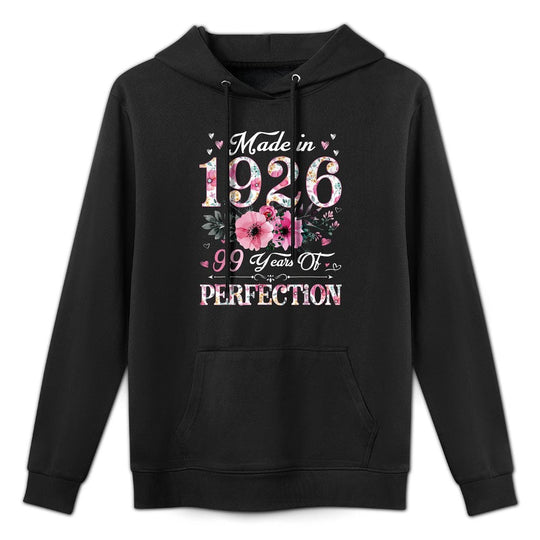 99 Year Old Made In 1926 Floral 99th Birthday Gift For Women Shape Retention Hoodie