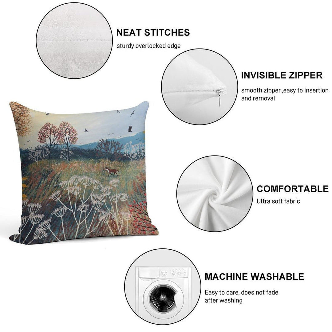 Across Autumn Meadow Soft Hidden Zipper Throw Pillow