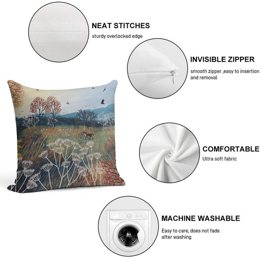 Across Autumn Meadow Soft Hidden Zipper Throw Pillow