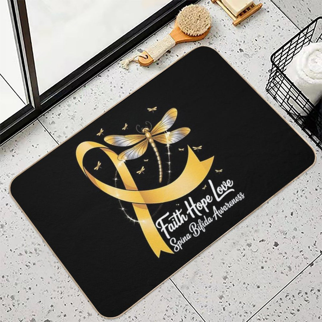 Faith Hope Love Spina Bifida Awareness Dragonfly  Eco-Friendly Bath Mat