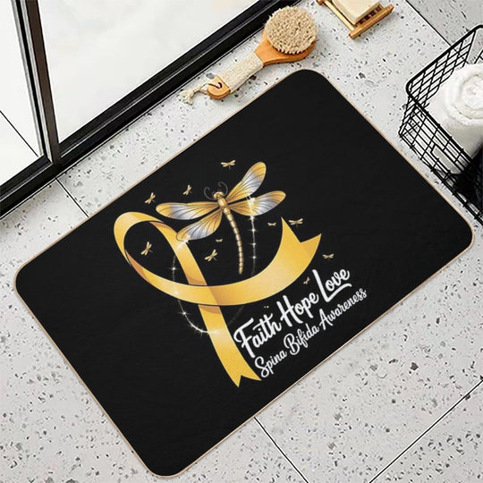Faith Hope Love Spina Bifida Awareness Dragonfly  Eco-Friendly Bath Mat