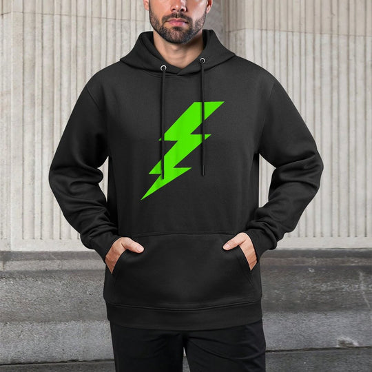 Lightning Bolt Bright Green Silhouette Cotton-Polyester Blend Hoodie