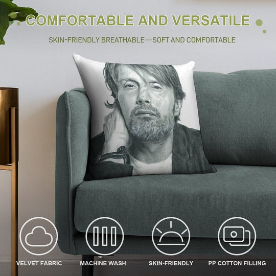 Mads Mikkelsen 2 Soft Shrink-Resistant Throw Pillow
