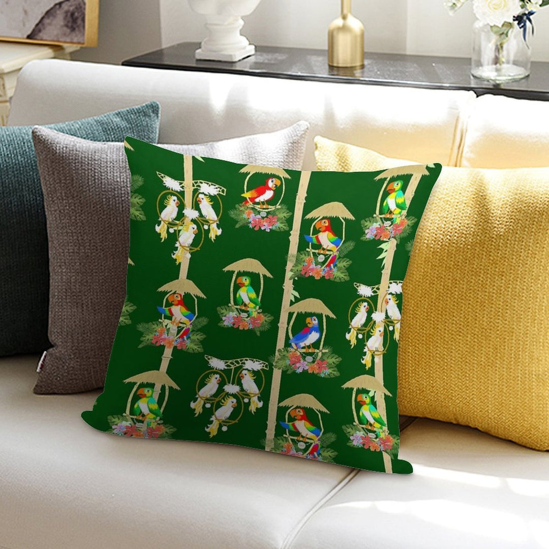 Tiki Room Birds Soft Hidden Zipper Throw Pillow
