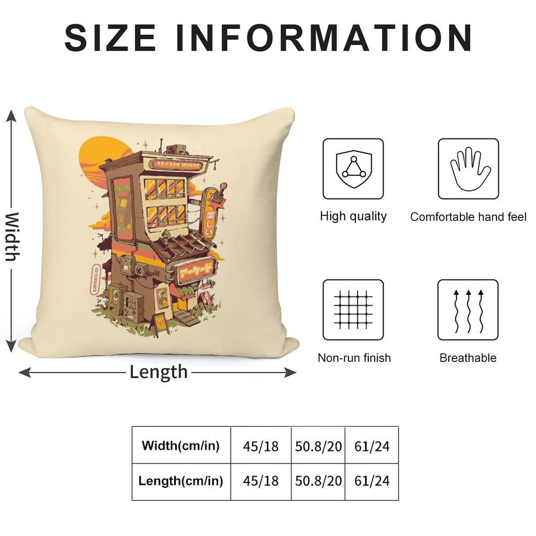 Arcade House Soft High-Density Material Throw Pillow