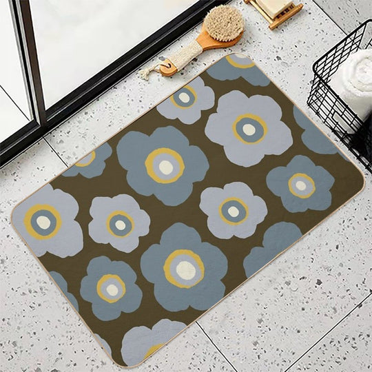 Cozy Scandinavian Flowers  Repositionable Bath Mat