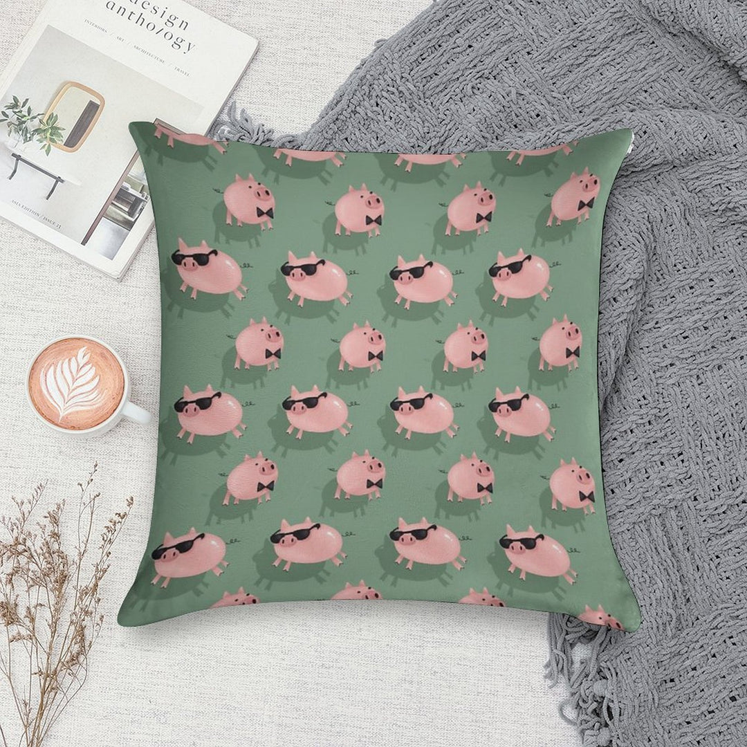 Pigs on Green Soft Style Accent Throw Pillow