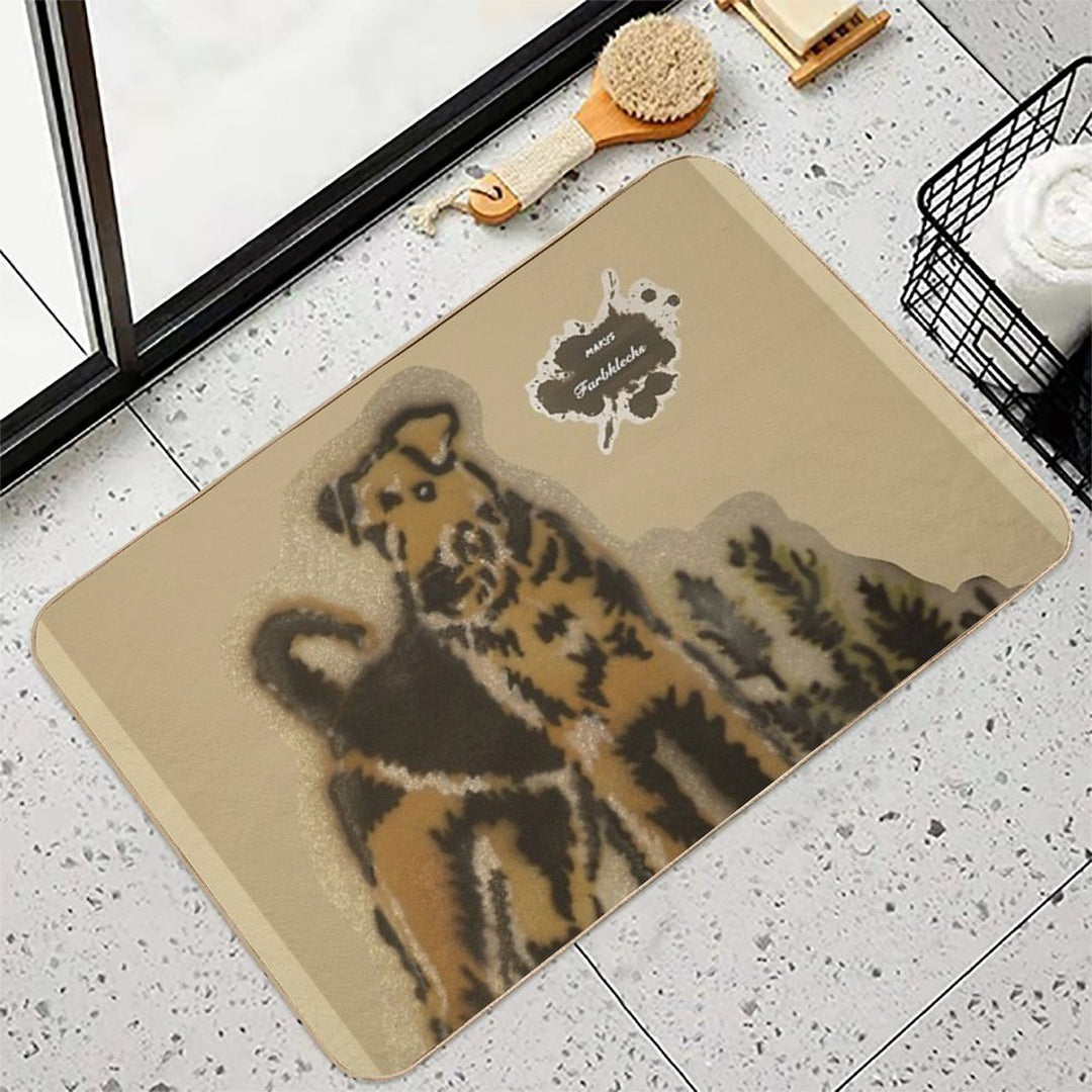 An Airedale Terrier Stands in The Meadow  Stain-Proof Bath Mat