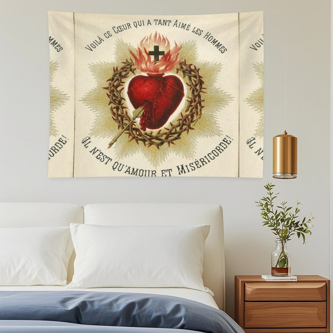 Most Sacred Heart of Jesus - French Vintage Tapestry