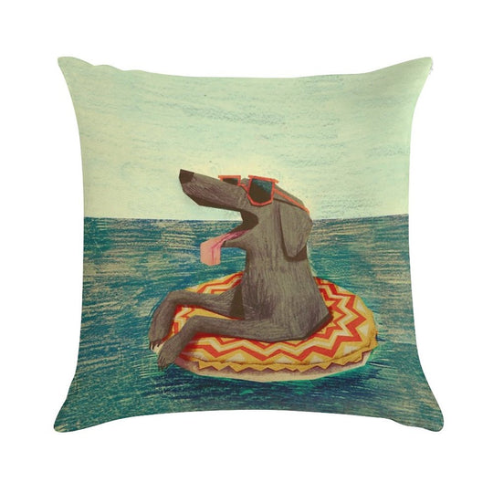 Relaxed Doggo Soft Washable Throw Pillow