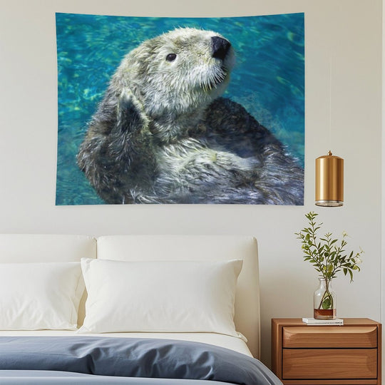 Adorable Sea Otter Cute Blue Water Tapestry