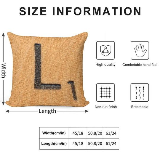 Letter Tile 'L' Soft Anti-Pilling Throw Pillow