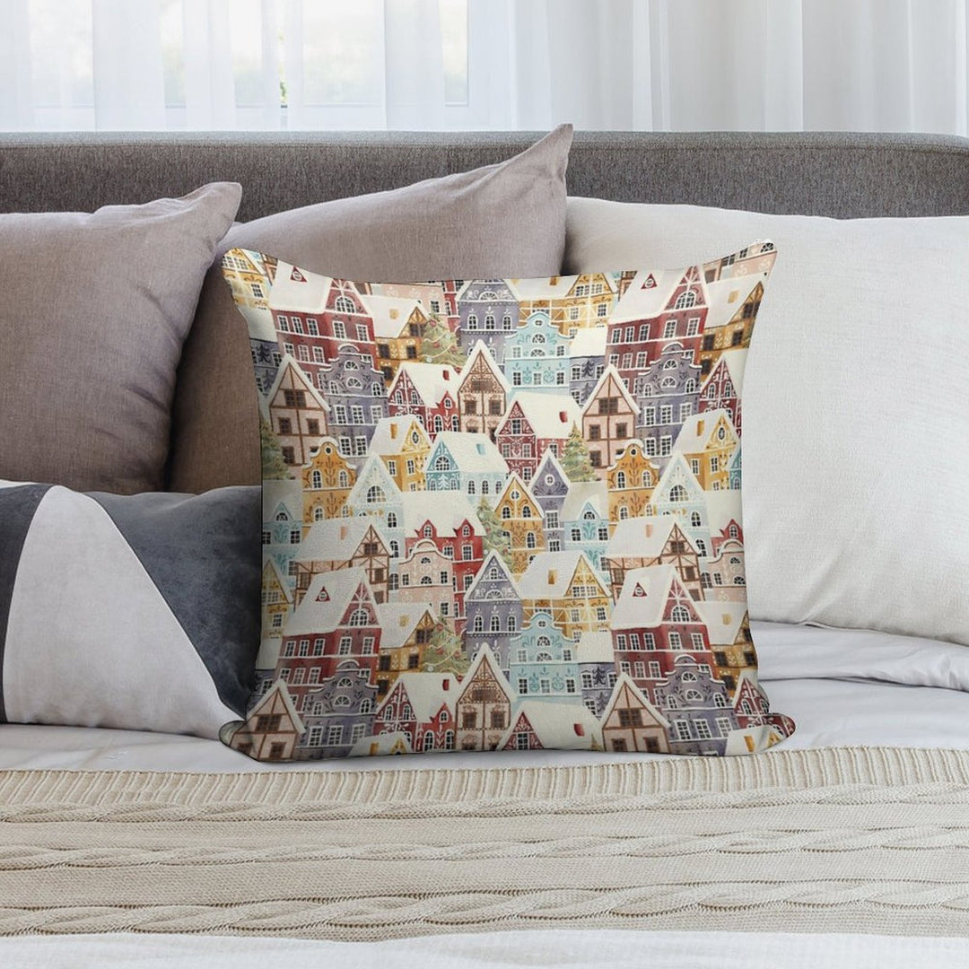 Christmas Happy Town Soft Gift Ready Throw Pillow