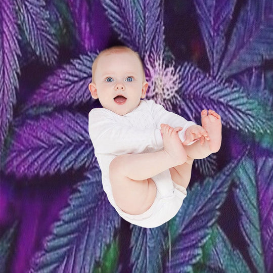 Psychedelic Purple Cannabis Marijuana Weed Pot Leaves Shrink-resistant Throw Blanket