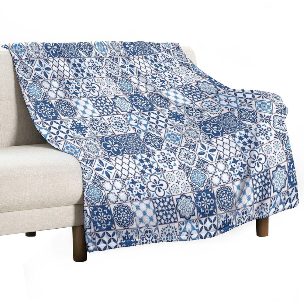 Portuguese Azulejos Durable Throw Blanket