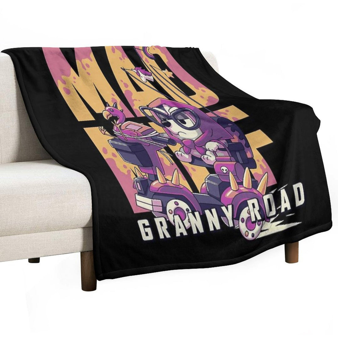 Mad Muf Granny Road  Muffin Heeler, Aussie Dog, Bingo, Bandit, Chilli Premium Throw Blanket