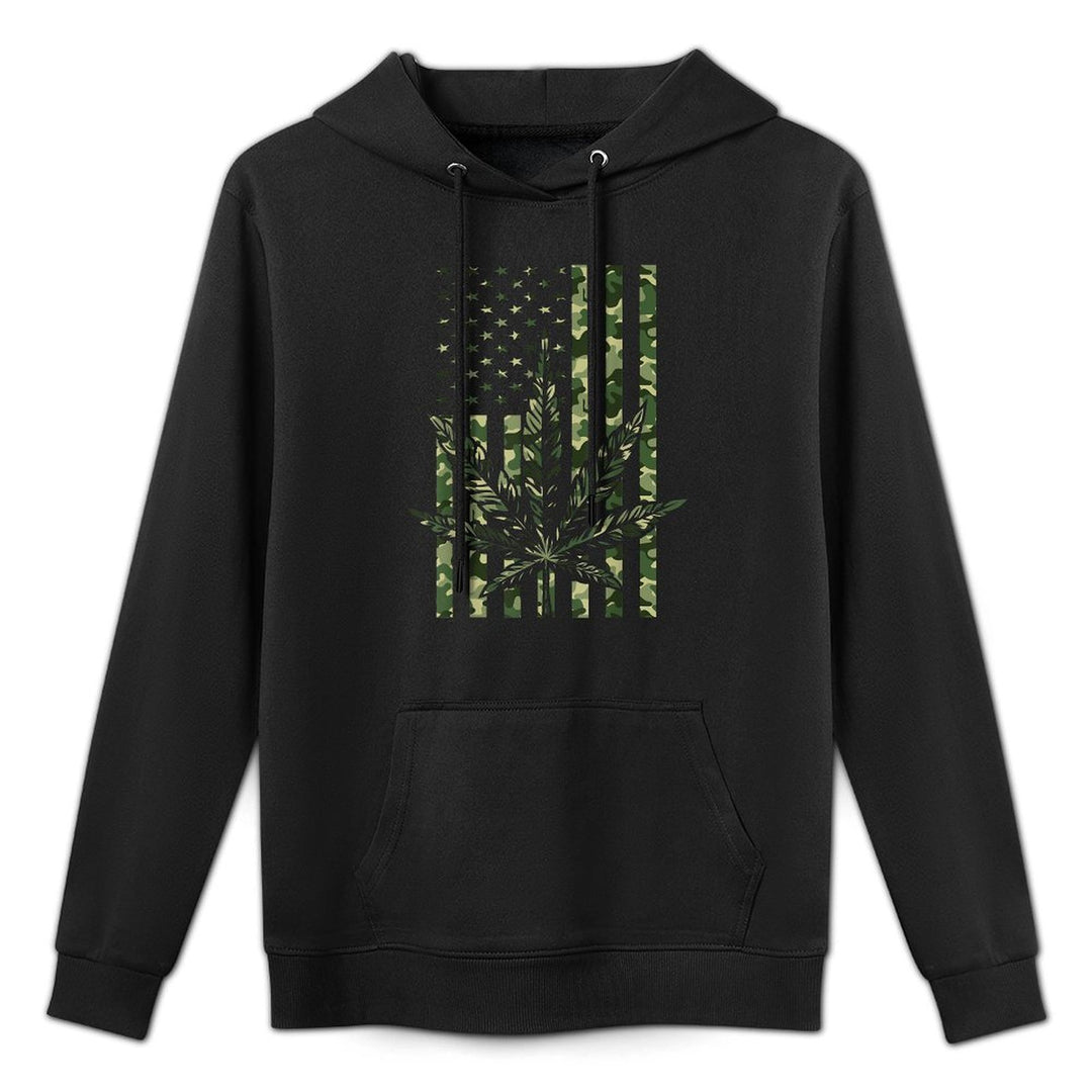 American Camo Legalize Marijuana Patriotic Pot Lover Medium-Weight Fabric Hoodie