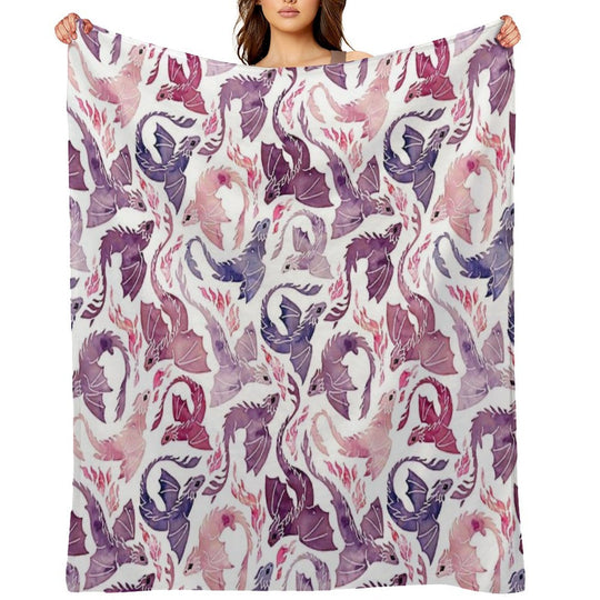 Dragon Fire Pink & Purple Shrink-resistant Throw Blanket