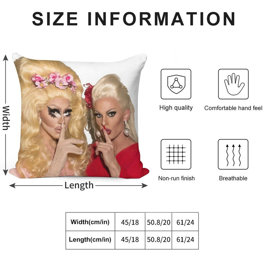 Shh - Trixie And Katya Soft High-Density Material Throw Pillow