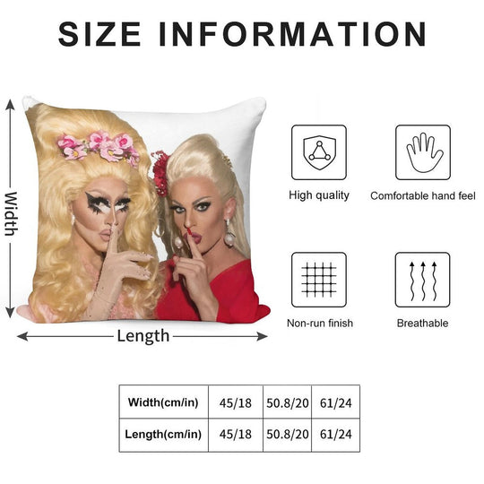 Shh - Trixie And Katya Soft High-Density Material Throw Pillow
