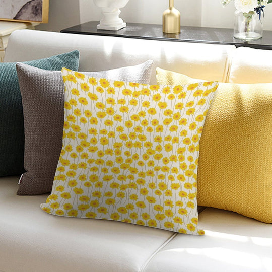 Yellow Flowers Soft Fade-Resistant Throw Pillow