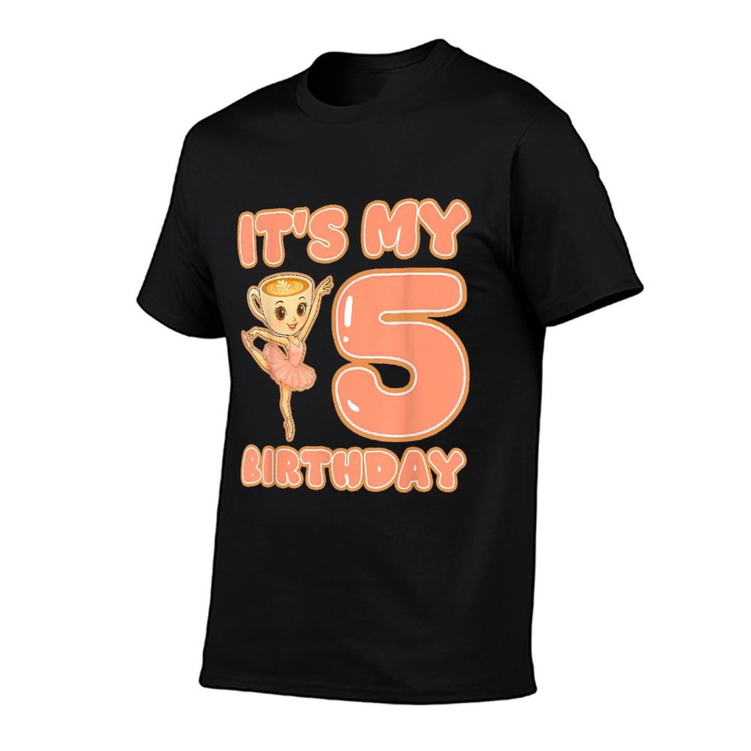 Its My 5th Birthday Girl Ballerina Cappuccina Cappuccino  Polyester Blend T-Shirt