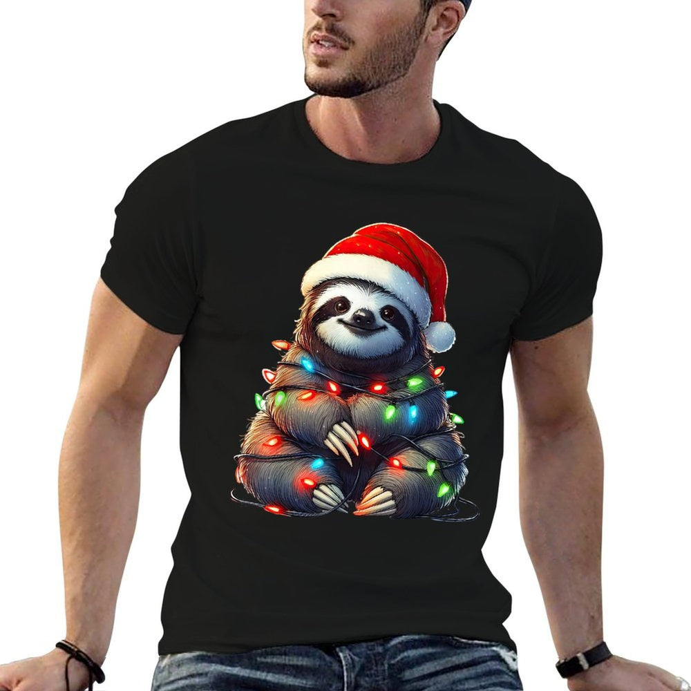 Sloth Christmas Lights Funny Santa Hat Merry Xmas  Versatile T-Shirt