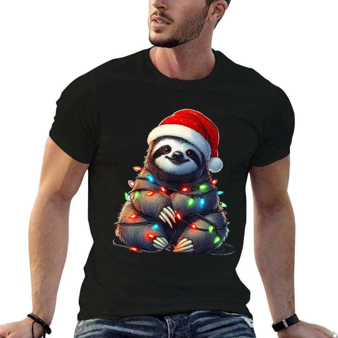 Sloth Christmas Lights Funny Santa Hat Merry Xmas  Versatile T-Shirt