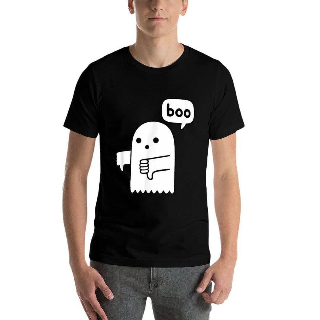 Funny Thumbs Down Ghost Screaming Boo Disapproval  Oversized Silhouette T-Shirt
