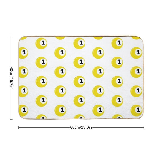 Yellow Bingo Ball Number 1  High-Traffic Bath Mat