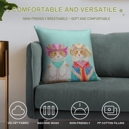 Rodeo Cats - Ginger Cats Soft Decorative Cover Throw Pillow