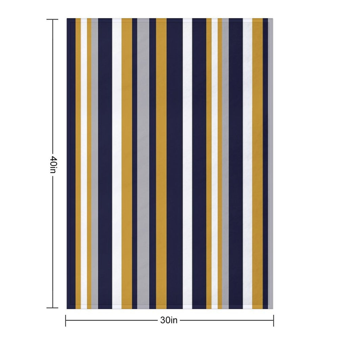 Modern Stripes Vertical Pattern in Honey Mustard Yellow, Dark Navy Blue, Gray, And White. Minimalist Color Block Durable Throw Blanket