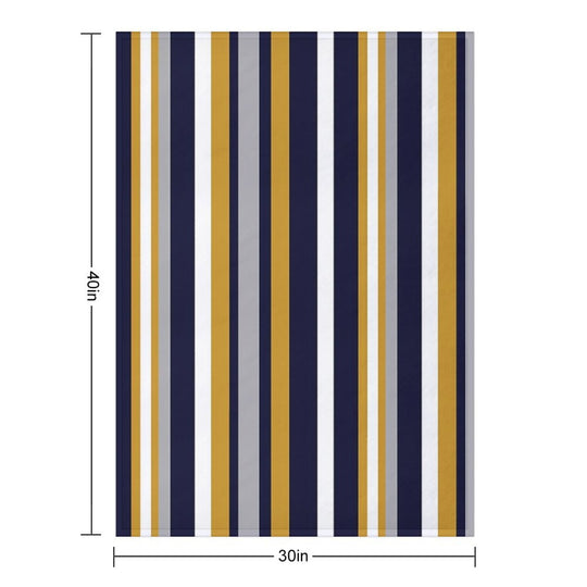 Modern Stripes Vertical Pattern in Honey Mustard Yellow, Dark Navy Blue, Gray, And White. Minimalist Color Block Durable Throw Blanket