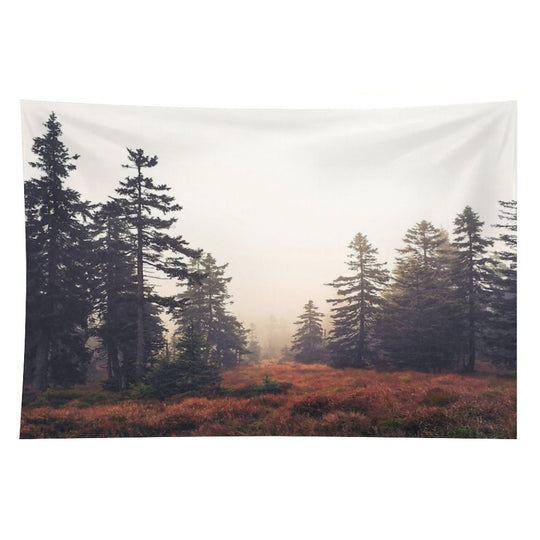 You Are Here  Wild Romantic Misty Fairytale Wilderness Forest With Cascadia Trees Covered In Magic Foggy Sunlight Tapestry