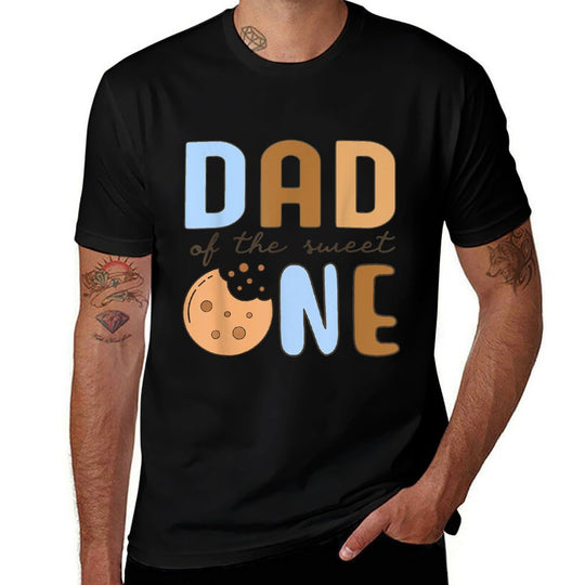 Dad Of The Sweet One Cookies And Milk 1st Birthday Party  Ribbed Collar T-Shirt