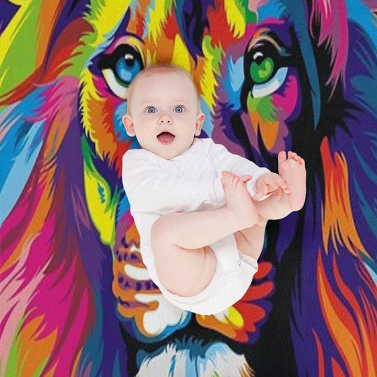 Banksy Rainbow Lion Graffiti Pop Art Painting Gift-ready Throw Blanket