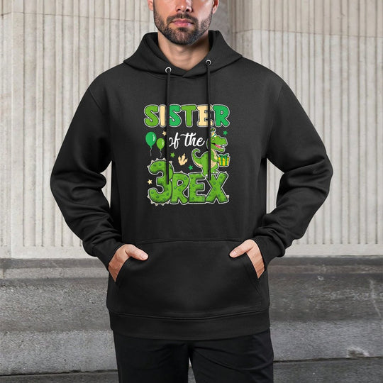 Sister Of The Three Rex Birthday Dinosaur Family Matching Customizable Surface Hoodie