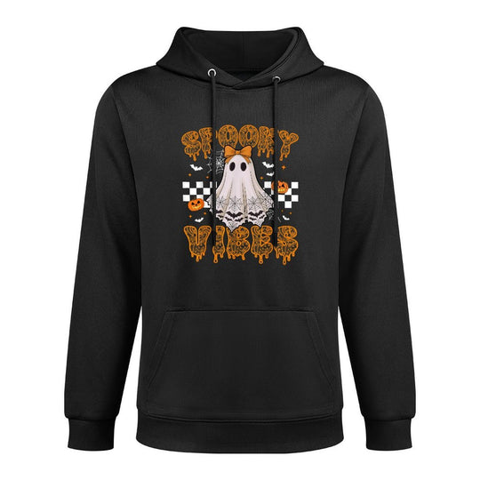 Spooky Vibes Ghost Retro Groovy Halloween Women Girls Kids Easy Care Hoodie
